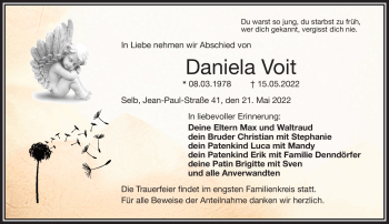 Traueranzeige von Daniela Voit von Frankenpost