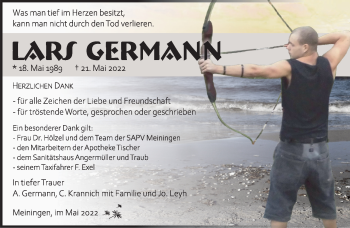 Traueranzeige von Lars Germann von Südthüringer Presse