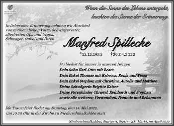 Traueranzeige von Manfred Spillecke von Südthüringer Presse