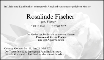 Traueranzeige von Rosalinde Fischer von Neue Presse Coburg