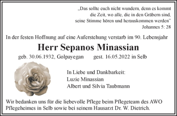 Traueranzeige von Sepanos Minassian von Frankenpost
