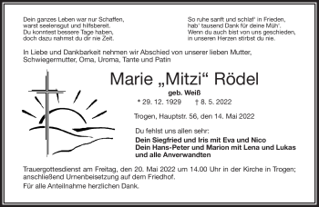 Traueranzeige von Marie Rödel von Frankenpost