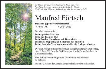 Traueranzeige von Manfred Förtsch von Neue Presse Coburg