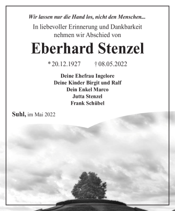 Traueranzeige von Eberhard Stenzel von Südthüringer Presse