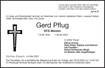 Traueranzeige von Gerd Pflug von Neue Presse Coburg
