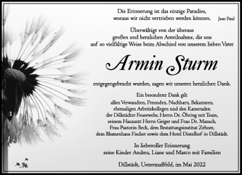 Traueranzeige von Armin Sturm von Südthüringer Presse