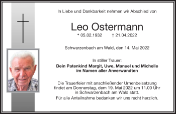 Traueranzeige von Leo Ostermann von Frankenpost