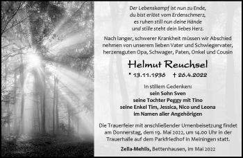 Traueranzeige von Helmut Reuchsel von Südthüringer Presse