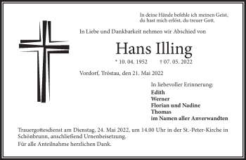 Traueranzeige von Hans Illing von Frankenpost