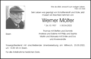 Traueranzeige von Werner Mölter von Neue Presse Coburg