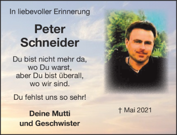 Traueranzeige von Peter Schneider von Neue Presse Coburg