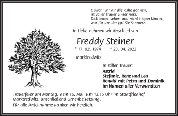 Traueranzeige von Freddy Steiner von Frankenpost