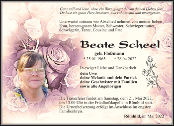 Traueranzeige von Beate Scheel von Südthüringer Presse
