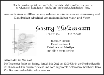 Traueranzeige von Georg Holzmann von Neue Presse Coburg