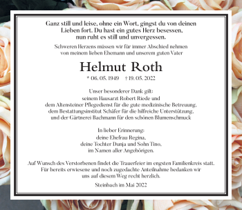 Traueranzeige von Helmut Roth von Südthüringer Presse