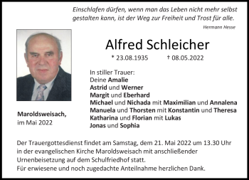 Traueranzeige von Alfred Schleicher von Neue Presse Coburg