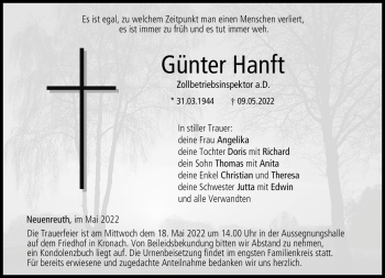 Traueranzeige von Günther Hanft von Neue Presse Coburg