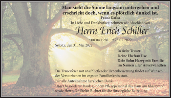Traueranzeige von Erich Schiller von Frankenpost