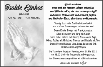 Traueranzeige von Isolde Linhos von Südthüringer Presse