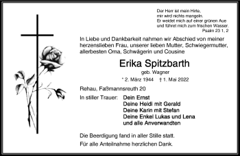 Traueranzeige von Erika Spitzbarth von Frankenpost