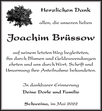 Traueranzeige von Joachim Brüssow von Südthüringer Presse