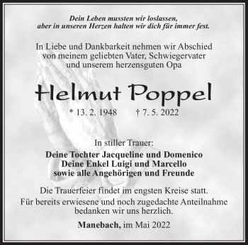 Traueranzeige von Helmut Poppel von Südthüringer Presse