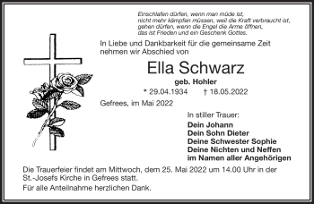 Traueranzeige von Ella Schwarz von Frankenpost