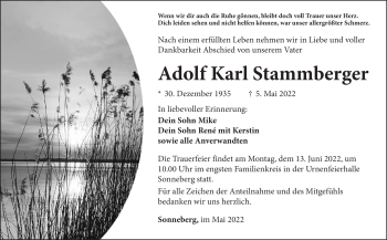Traueranzeige von Adolf Karl Stammberger von Südthüringer Presse