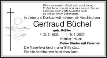 Traueranzeige von Gertraud Büchel von Frankenpost