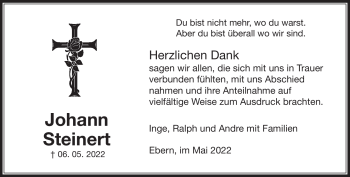 Traueranzeige von Johann Steinert von Neue Presse Coburg