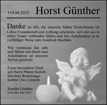Traueranzeige von Horst Günther von Südthüringer Presse