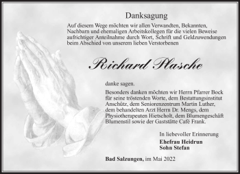 Traueranzeige von Richard Plasche von Südthüringer Presse