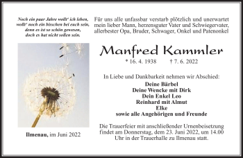 Traueranzeige von Manfred Kammler von Südthüringer Presse