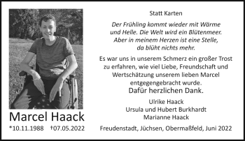 Traueranzeige von Marcel Haack von Südthüringer Presse