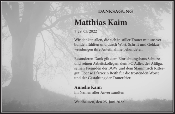 Traueranzeige von Matthias Kaim von Neue Presse Coburg