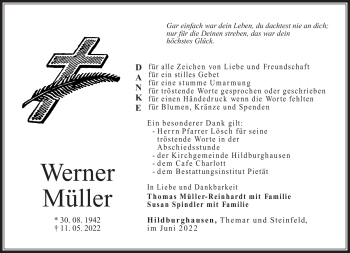 Traueranzeige von Werner Müller von Südthüringer Presse