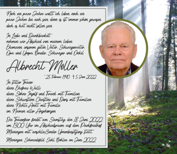 Traueranzeige von Albrecht Möller von Südthüringer Presse