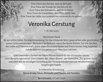 Traueranzeige von Veronika Gerstung von Südthüringer Presse