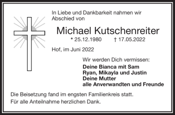 Traueranzeige von Michael Kutschenreiter von Frankenpost