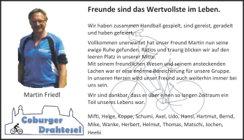 Traueranzeige von Martin Friedl von Neue Presse Coburg
