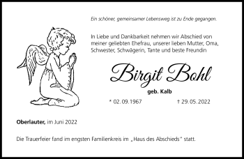 Traueranzeige von Birgit Bohl von Neue Presse Coburg