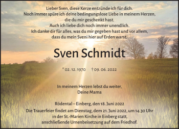 Traueranzeige von Sven Schmidt von Neue Presse Coburg