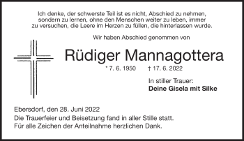 Traueranzeige von Rüdiger Mannagottera von Neue Presse Coburg