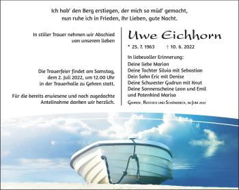 Traueranzeige von Uwe Eichhorn von Südthüringer Presse