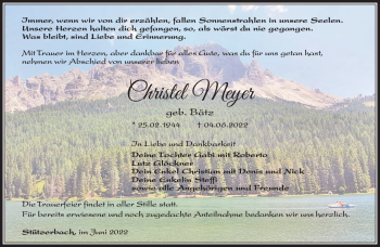 Traueranzeige von Christel Meyer von Südthüringer Presse