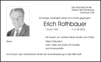Traueranzeige von Erich Rothbauer von Neue Presse Coburg