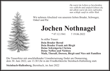 Traueranzeige von Jochen Nothnagel von Südthüringer Presse