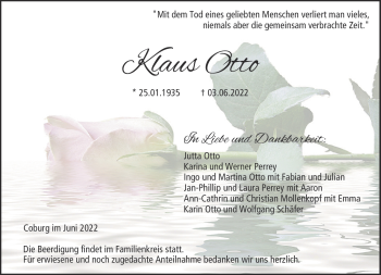 Traueranzeige von Klaus Otto von Neue Presse Coburg