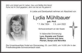 Traueranzeige von Lydia Mühlbauer von Frankenpost