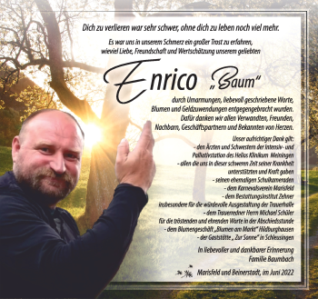 Traueranzeige von Enrico Baumbach von Südthüringer Presse